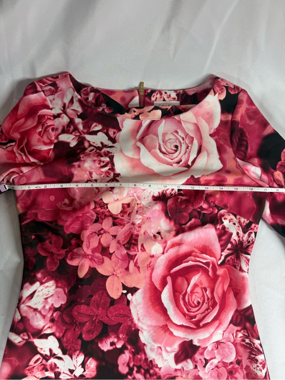 Calvin Klein Pink Floral Bell-Sleeve Midi Dress Size M - Picture 7 of 11